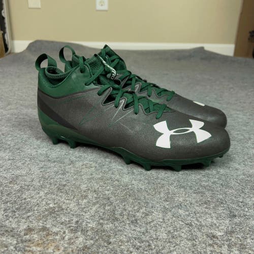 Under Armour Mens Football Cleat 13.5 Wide Black Green Shoe Lacrosse Mid Nitro J