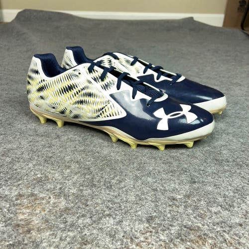 Under Armour Mens Football Cleat 16 White Navy Nitro Low MC Lacrosse Shoe Sports