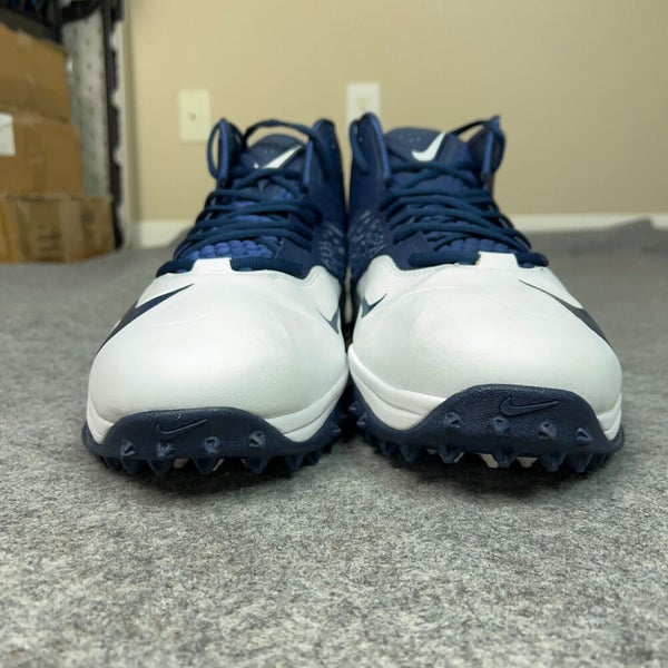 Nike Men Football Cleats 17 Wide Navy White Shoe Lacrosse Zoom - Main Image