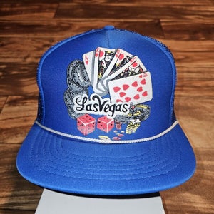 Vintage Las Vegas Mesh Gambling Royal Flush Roulette Casino Cards Hat Snapback