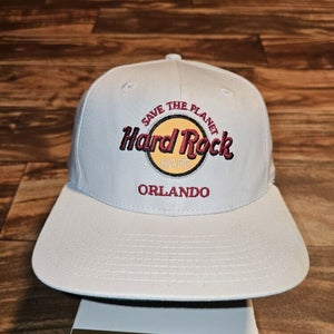 Vintage Hard Rock Orlando Travel Tourist Promo White Vtg Hat Cap Snapback