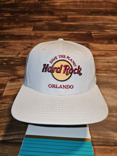 Vintage Hard Rock Orlando Travel Tourist Promo White Vtg Hat Cap Snapback