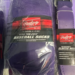 New Purple Large Rawlings Baseball Socks With Matching Belt