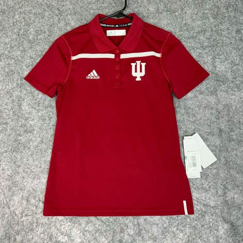 Indiana Hoosiers Adidas Womens Polo Shirt Extra Small Red White NCAA Basketball