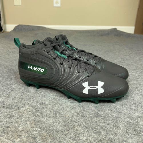 Under Armour Mens Football Cleat 13.5 Black Green Lacrosse Shoe Nitro Mid K5