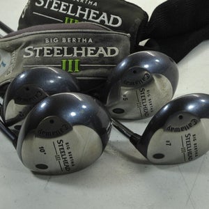Callaway Big Bertha Steelhead III 10* Driver and 3,5,7 Fairway Woods Set #181574