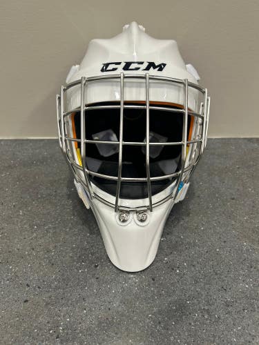 Used White CCM Axis 1.9 XS Goalie Mask MINT CONDITION