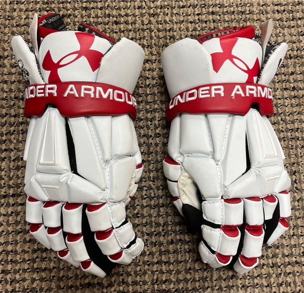 White Roughriders New Under Armour Command Pro Lacrosse Gloves Large