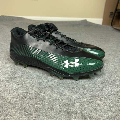 Under Armour Mens Football Cleat 13 Black Green Lacrosse Shoe Mid Leather M3