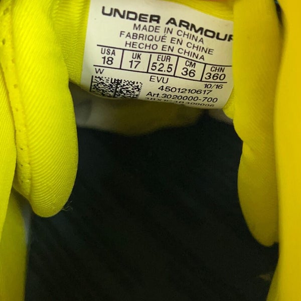 Under Armour Mens Football Cleat 18 Neon Yellow Lacrosse Shoe Spine Sports G21