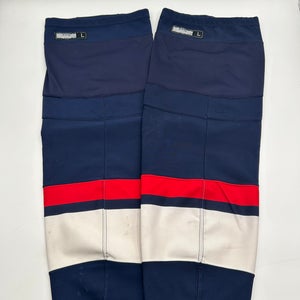Windsor Spitfires White Game Used Senior Home CCM Pro Stock Socks