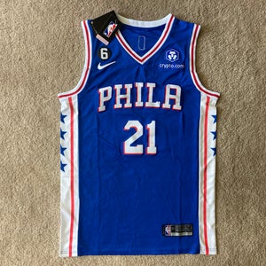 NEW - Mens Stitched Nike NBA Jersey - Joel Embiid - Blue & Red 76ers - M-XL