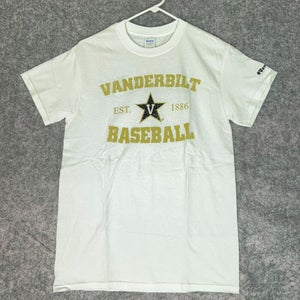Vanderbilt Commodores Mens T Shirt Small White Gold NCAA Baseball Graphic Cotton