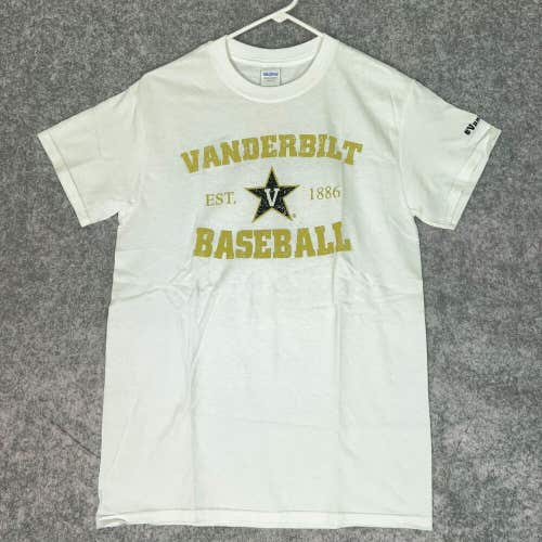 Vanderbilt Commodores Mens T Shirt Small White Gold NCAA Baseball Graphic Cotton