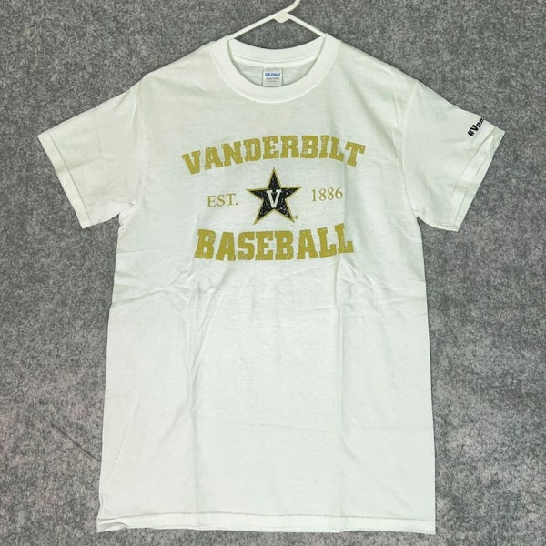 Vanderbilt Commodores Mens T Shirt Small White Gold NCAA Baseball Graphic Cotton