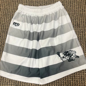 New White/Gray Striped Youth RoughRiders Team Shorts Size Medium