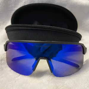 Brand New Oakley Sutro Lite Black With Blue Frame Sunglasses With Case and Cleaning Cloth
