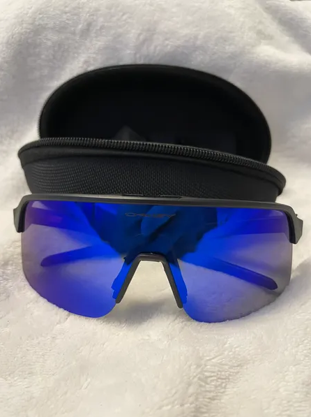 Brand New Oakley Sutro Lite Black With Blue Frame Sunglasses With Case and Cleaning Cloth