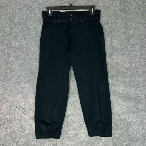 Under Armour Mens Football Pants Medium Black White Snap Button 3/4 Length ^ A24