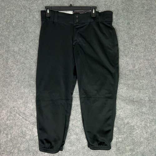 Under Armour Mens Football Pants Large Black White Snap Button 3/4 Length ^ A33