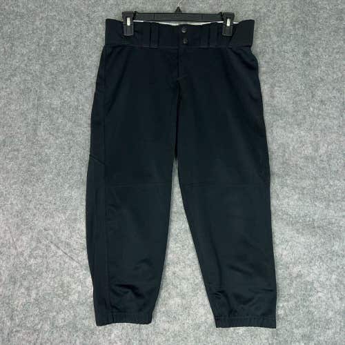 Under Armour Mens Football Pants Large Black White Snap Button 3/4 Length ^ A43