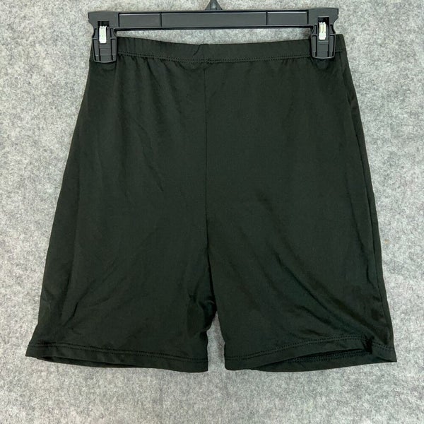 Shein Womens Shorts Medium Black White Compression Stretch Tight Gym Sports Logo