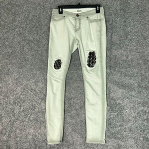 BDG Women Jeans 26 White Skinny Denim Mid Rise Metal Knee Distressed Cotton Pant