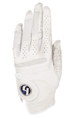 HJ Glove Durasoft Ladies Medium Golf Glove - Left Hand Only - White Leather