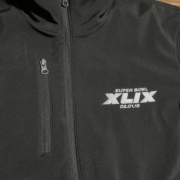 Super Bowl XLIX Jacket Black Full Zip Patriots vs Seahawks 2015 NFL Men’s Medium