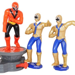 3 Lot - Power Samurai Rangers Red & Gold Toy Figures - Mcdonalds Happy Meal 2011