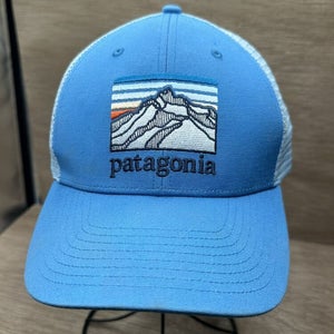 Patagonia Hat Cap Mens Snap Back Gray Blue Trucker Mesh Netplus Hiking Outdoors