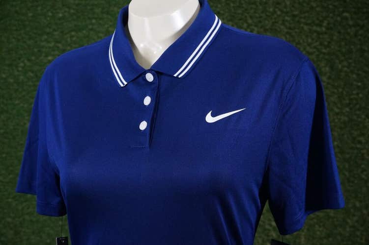 WOMEN’S MEDIUM TALL NIKE DRY VICTORY GOLF POLO BLUE WHITE, NWT