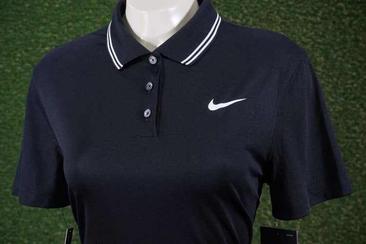 WOMEN’S MEDIUM TALL NIKE DRY VICTORY GOLF POLO BLACK WHITE, NWT