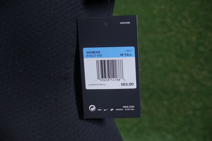 WOMENS MEDIUM TALL NIKE DRI-FIT FAIRWAY BLADE 1/2 ZIP GOLF POLO BLACK, NWT