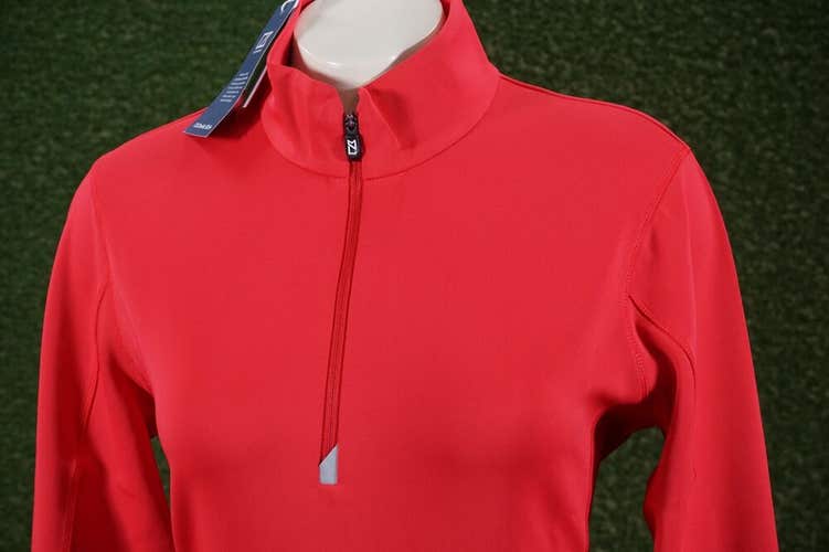 WOMEN’S MEDIUM CUTTER & BUCK TRAVERSE STRETCH 1/4 ZIP GOLF PULLOVER RED, NWT