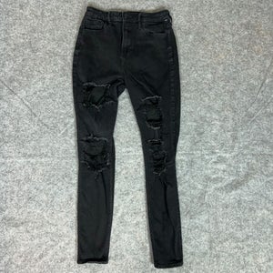 Hollister Womens Jeans 3 Juniors Black Denim Skinny High Rise Curvy Distressed