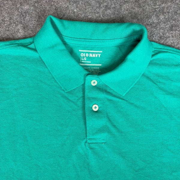 Old Navy Mens Shirt Large Green Blue Teal Short Sleeve Button Top Solid Casual