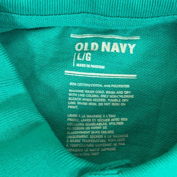 Old Navy Mens Shirt Large Green Blue Teal Short Sleeve Button Top Solid Casual