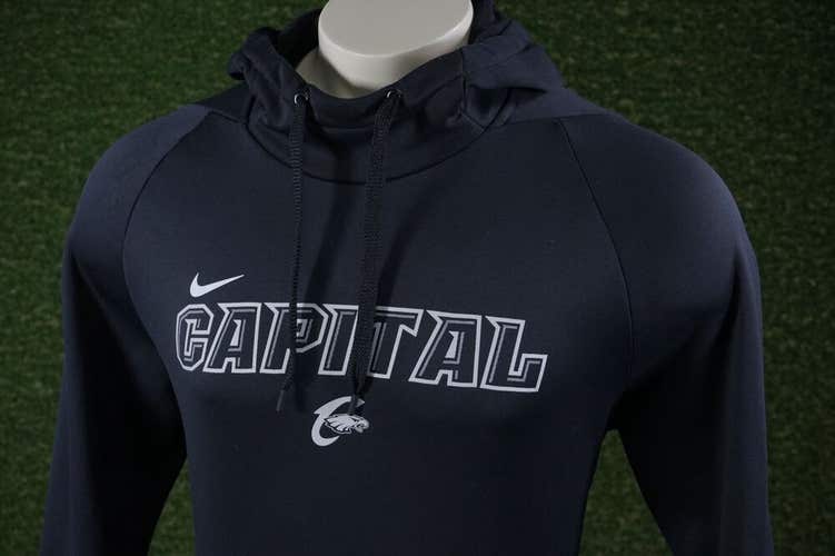 MEN’S LARGE NIKE THERMA DRI-FIT CAPITAL EAGLES HOODIE LONG SLEEVE BLACK GRAY VGC