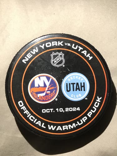 Utah Hockey Club Vs New York Islanders Warm Up Puck