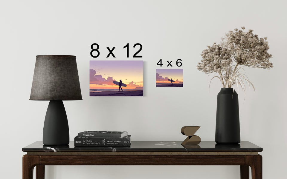 Sunset surfing HD metal art Print 8 X 12 Inches