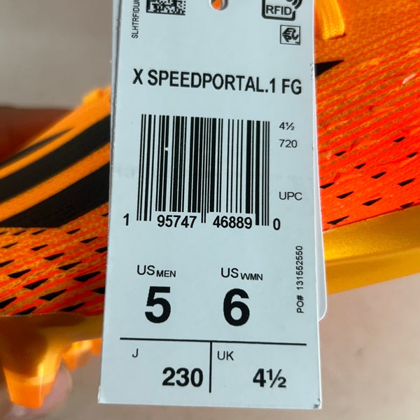 Adidas X Speedportal.1 FG Soccer Cleats Orange Size Men’s 5 Women’s 6 GZ5109