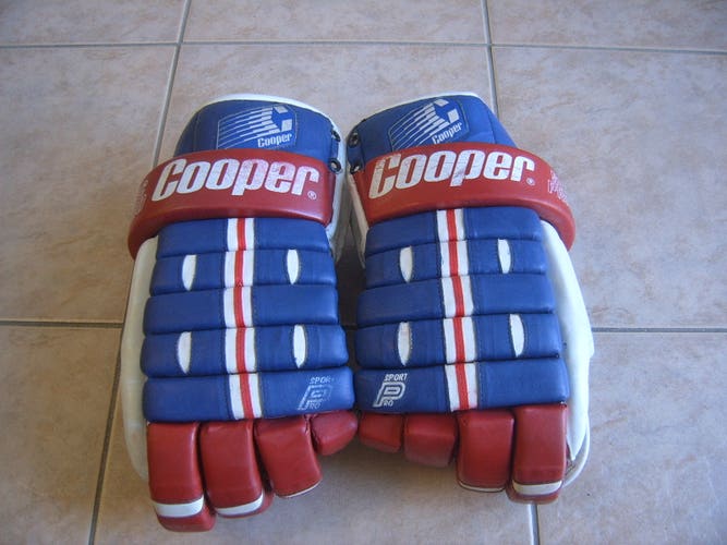 Vintage Great Condition Cooper SC Pro Senior Hockey Gloves 14" Canadiens Rangers