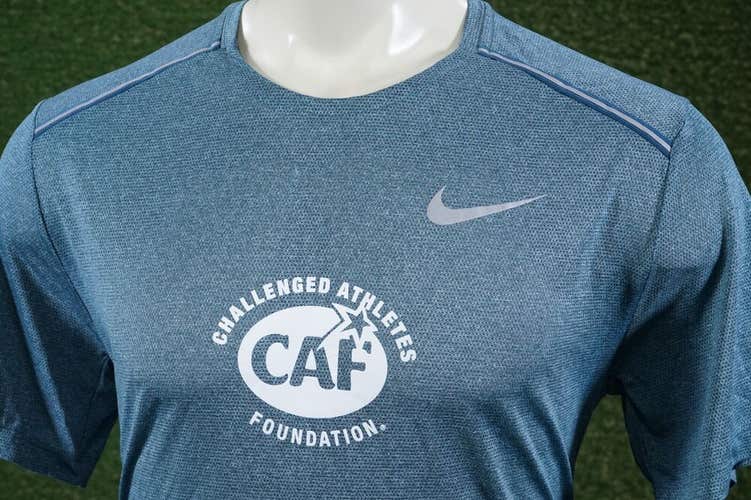 MENS LARGE CAF CHALLENGE ATHLETES FOUNDATION NIKE DRI-FIT TEE SHIRT BLUE NWT