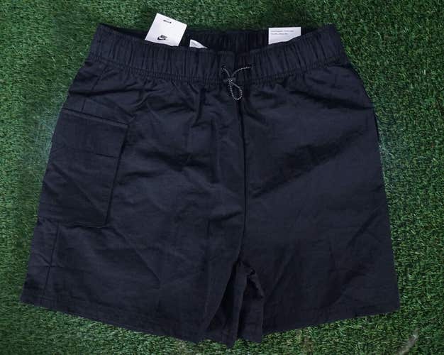 WOMEN'S MEDIUM NIKE SPORTSWEAR ESSENTIAL WOVEN HIGH-WAISTED SHORTS BLACK, NWT