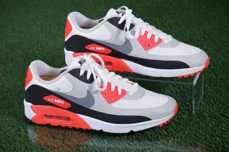 NIKE AIR MAX 90 MENS 11.5 GOLF SHOES, INFARED ~ CU9978-103