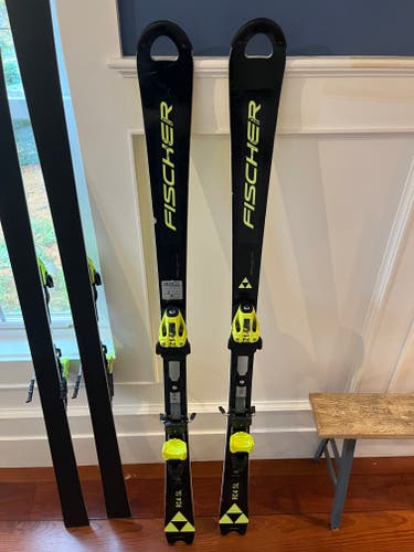 Used 2023 Kid's Racing 155 cm Fischer RC4 Race Skis With Bindings Max Din 14