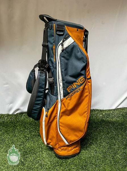 Used PING Hoofer Lite Gold/Blue/White Golf Stand Bag Dual Backpack Straps