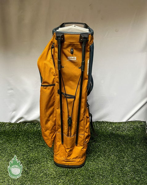 Used PING Hoofer Lite Gold/Blue/White Golf Stand Bag Dual Backpack Straps