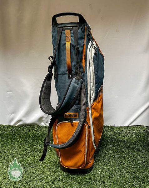 Used PING Hoofer Lite Gold/Blue/White Golf Stand Bag Dual Backpack Straps
